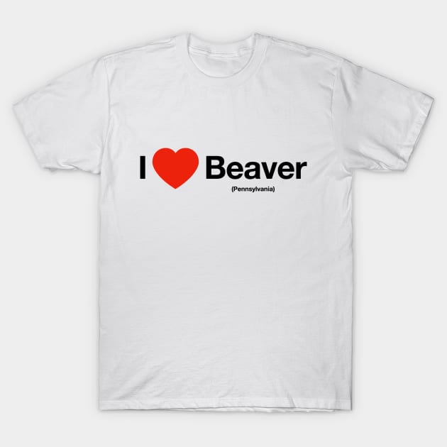 Beaver, PA love - Black print T-Shirt by Swift Art